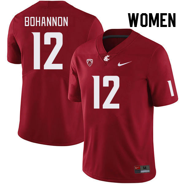 Women #12 Tristan Bohannon Washington State Cougars College Football Jerseys Stitched Sale-Crimson